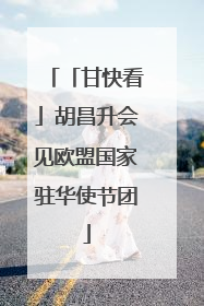 「甘快看」胡昌升会见欧盟国家驻华使节团