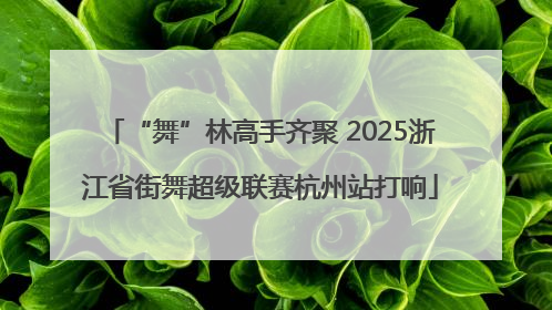 “舞”林高手齐聚 2025浙江省街舞超级联赛杭州站打响