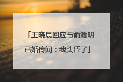 王晓晨回应与俞灏明已婚传闻：我头昏了