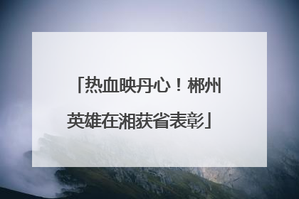 热血映丹心！郴州英雄在湘获省表彰