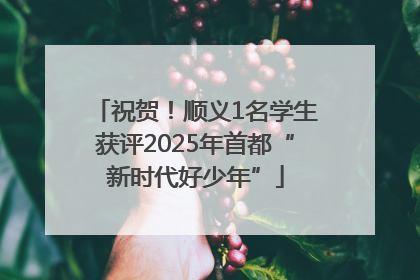 祝贺！顺义1名学生获评2025年首都“新时代好少年”