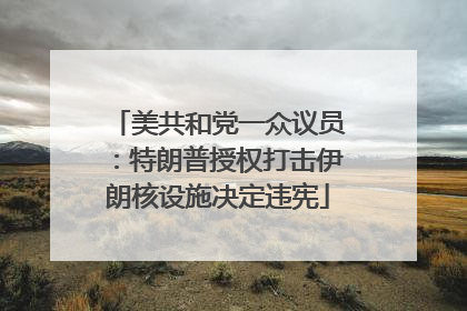 美共和党一众议员：特朗普授权打击伊朗核设施决定违宪