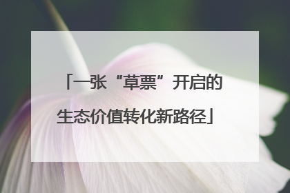 一张“草票”开启的生态价值转化新路径