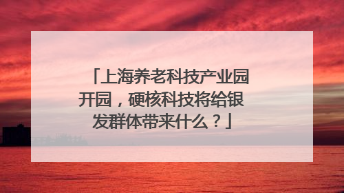 上海养老科技产业园开园，硬核科技将给银发群体带来什么？