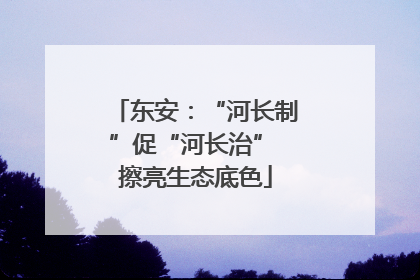 东安：“河长制”促“河长治” 擦亮生态底色