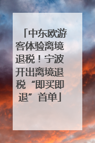 中东欧游客体验离境退税！宁波开出离境退税“即买即退”首单