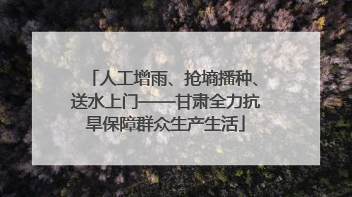 人工增雨、抢墒播种、送水上门——甘肃全力抗旱保障群众生产生活