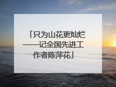 只为山花更灿烂——记全国先进工作者陈萍花