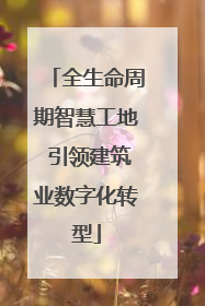 全生命周期智慧工地 引领建筑业数字化转型