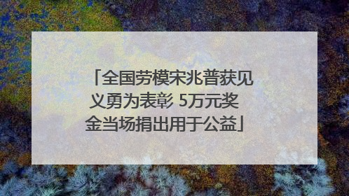 全国劳模宋兆普获见义勇为表彰 5万元奖金当场捐出用于公益