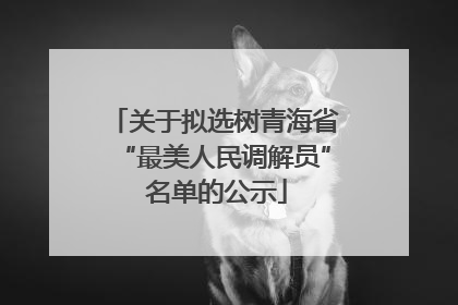关于拟选树青海省“最美人民调解员” 名单的公示