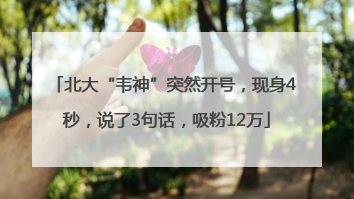 北大“韦神”突然开号，现身4秒，说了3句话，吸粉12万