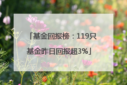 基金回报榜：119只基金昨日回报超3%