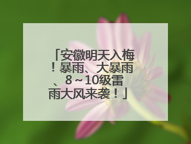 安徽明天入梅！暴雨、大暴雨、8～10级雷雨大风来袭！