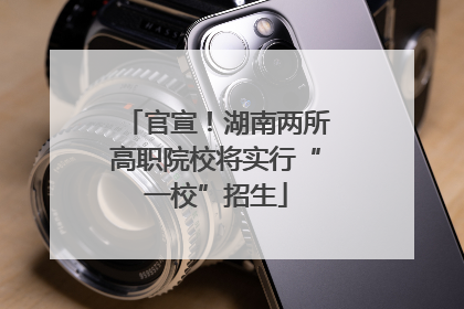 官宣！湖南两所高职院校将实行“一校”招生