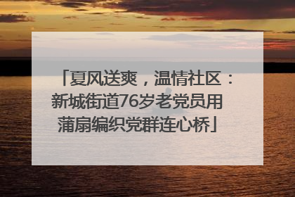 夏风送爽，温情社区：新城街道76岁老党员用蒲扇编织党群连心桥