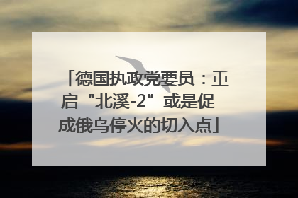 德国执政党要员：重启“北溪-2”或是促成俄乌停火的切入点