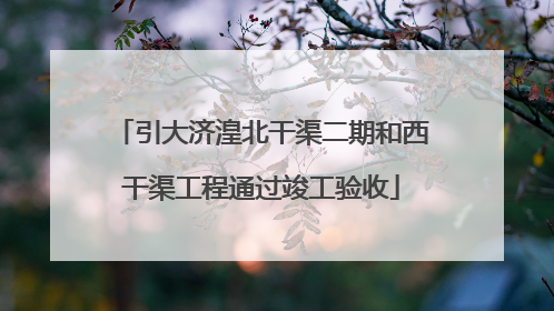 引大济湟北干渠二期和西干渠工程通过竣工验收