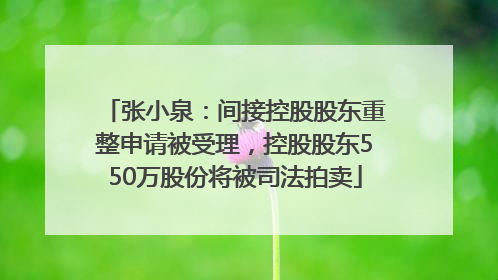 张小泉：间接控股股东重整申请被受理，控股股东550万股份将被司法拍卖