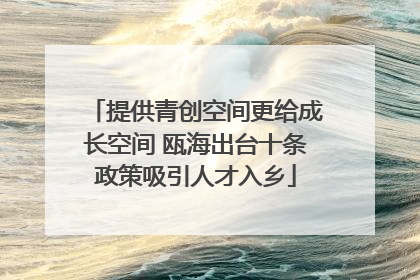 提供青创空间更给成长空间 瓯海出台十条政策吸引人才入乡