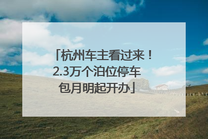 杭州车主看过来！2.3万个泊位停车包月明起开办