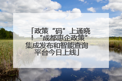 政策“码”上通晓！“成都惠企政策”集成发布和智能查询平台今日上线