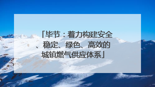 毕节：着力构建安全、稳定、绿色、高效的城镇燃气供应体系