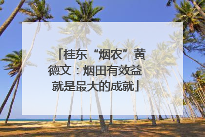 桂东“烟农”黄德文：烟田有效益就是最大的成就