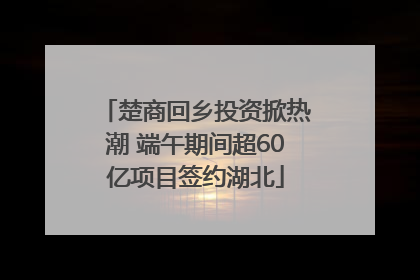 楚商回乡投资掀热潮 端午期间超60亿项目签约湖北