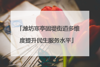 潍坊寒亭固堤街道多维度提升民生服务水平