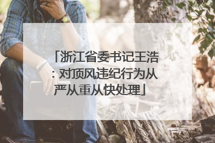 浙江省委书记王浩：对顶风违纪行为从严从重从快处理