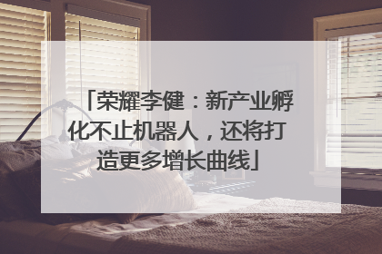荣耀李健：新产业孵化不止机器人，还将打造更多增长曲线