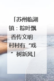 苏州临湖镇：粽叶飘香传文明 村村有“戏”树新风
