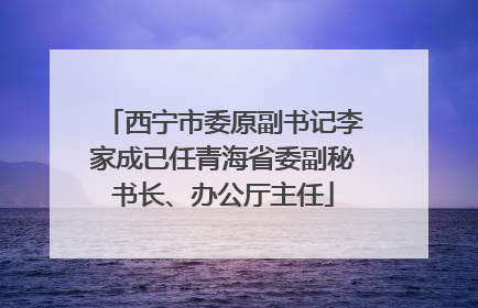 西宁市委原副书记李家成已任青海省委副秘书长、办公厅主任