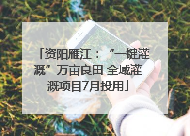 资阳雁江：“一键灌溉”万亩良田 全域灌溉项目7月投用