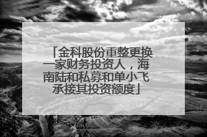 金科股份重整更换一家财务投资人，海南陆和私募和单小飞承接其投资额度