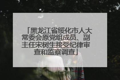 黑龙江省绥化市人大常委会原党组成员、副主任宋树生接受纪律审查和监察调查